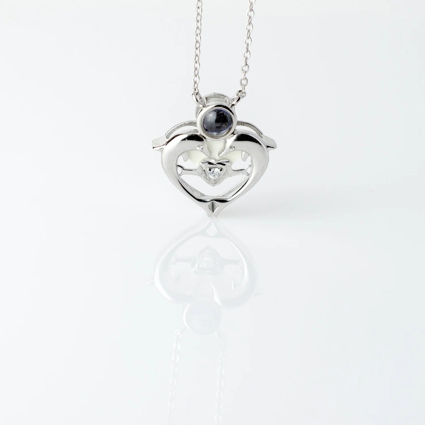 Love Fish - 100 Languages I Love You Cubic Zirconia Pendant Sterling Silver Necklace, Gold Necklace, Mother's Day, Anniversary Gift