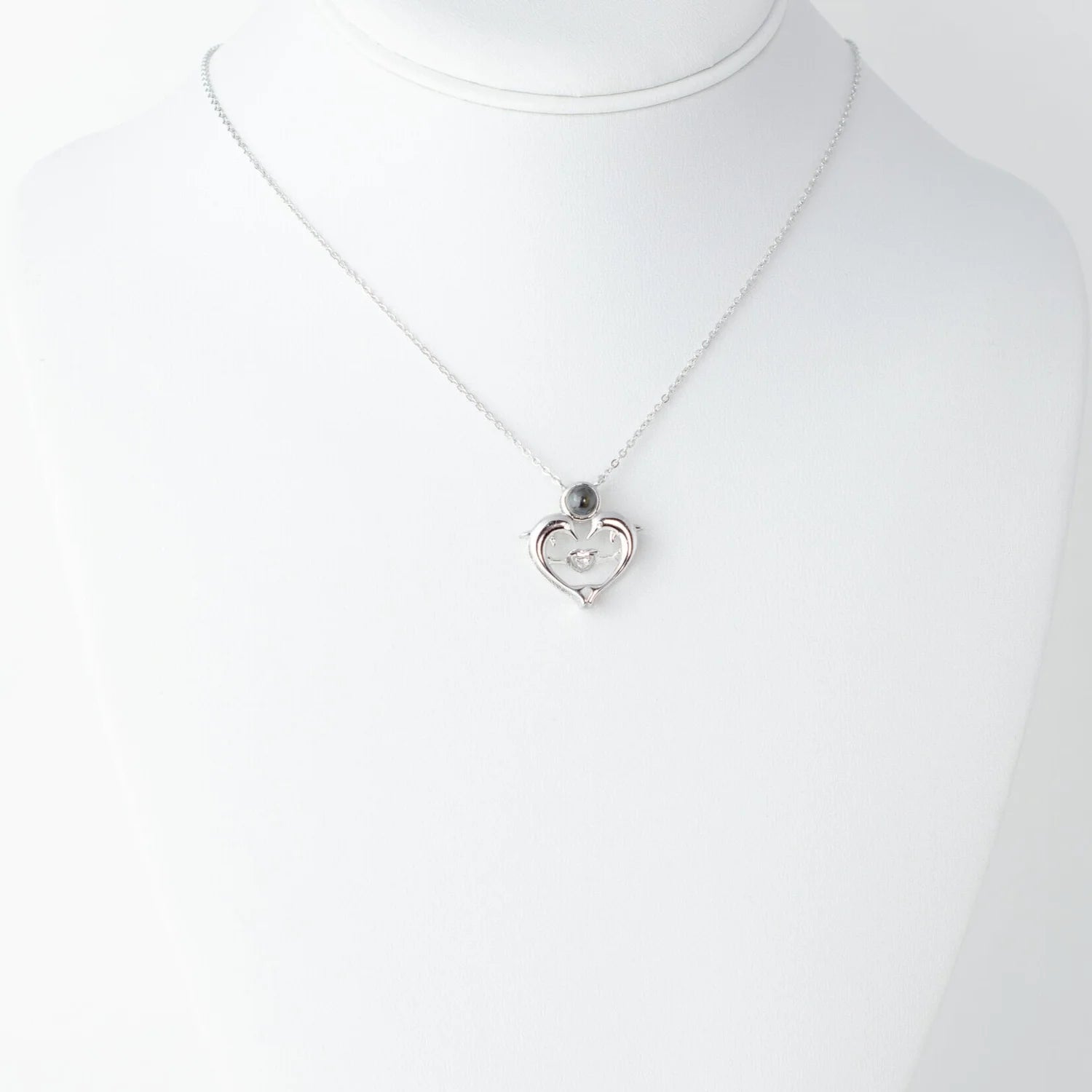 Love Fish - 100 Languages I Love You Cubic Zirconia Pendant Sterling Silver Necklace, Gold Necklace, Mother's Day, Anniversary Gift