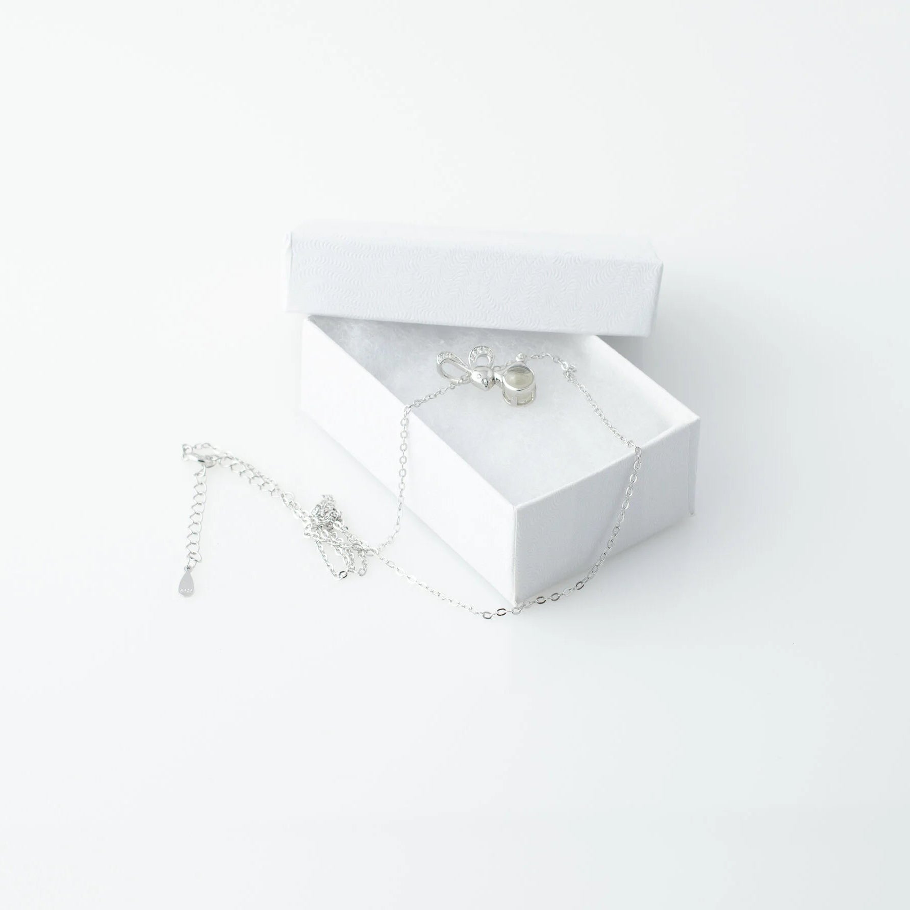 Bunny - 100 Languages I Love You Cubic Zirconia Pendant Sterling Necklace, Gold Necklace