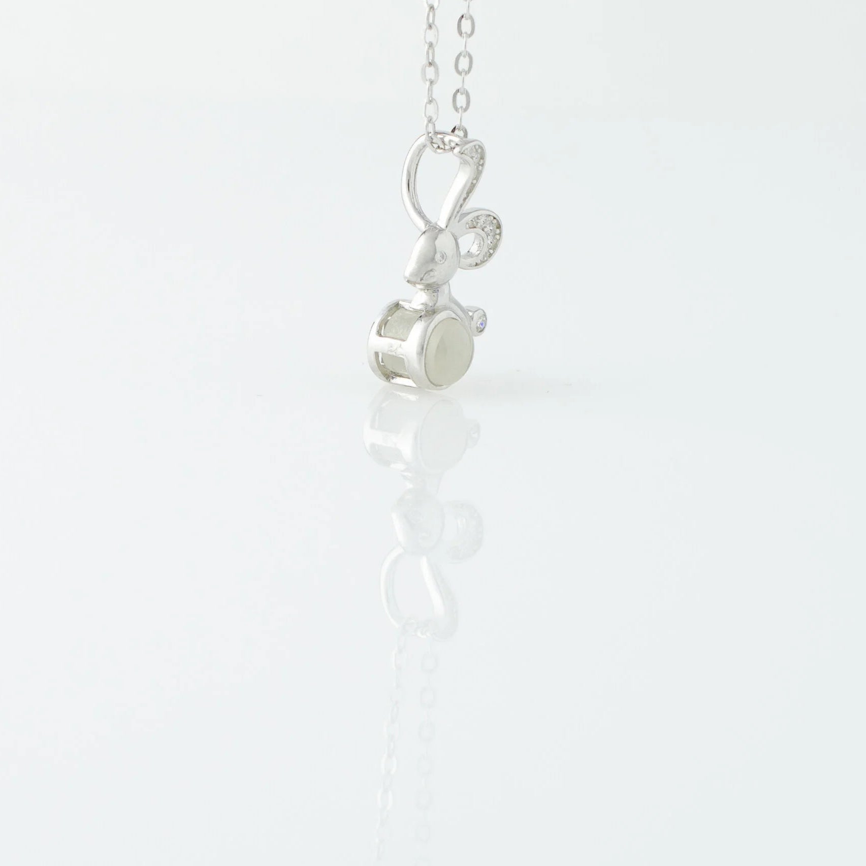 Bunny - 100 Languages I Love You Cubic Zirconia Pendant Sterling Necklace, Gold Necklace