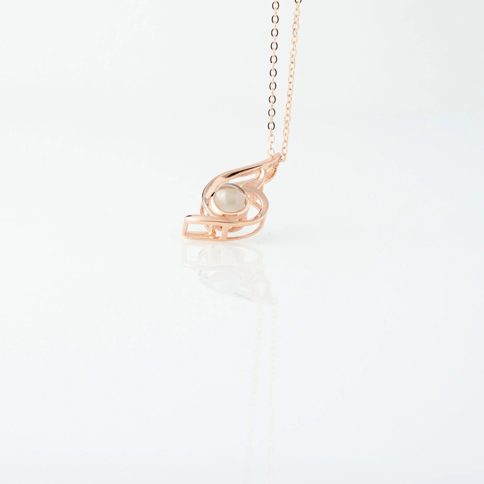 Love Heart - 100 Languages I Love You Pendant Sterling Silver Necklace, Rose Gold Necklace