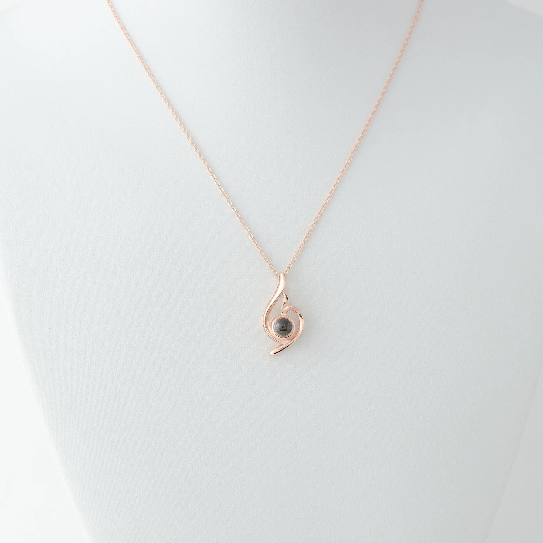 Love Heart - 100 Languages I Love You Pendant Sterling Silver Necklace, Rose Gold Necklace