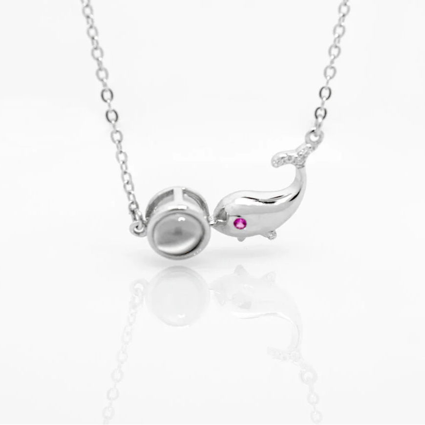 Dolphin - 100 Languages I Love You Pendant Sterling Silver Necklace