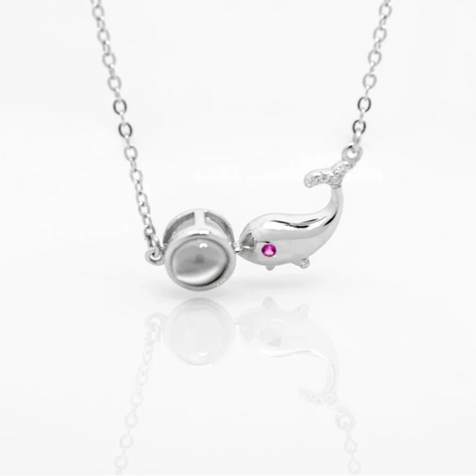 Dolphin - 100 Languages I Love You Pendant Sterling Silver Necklace