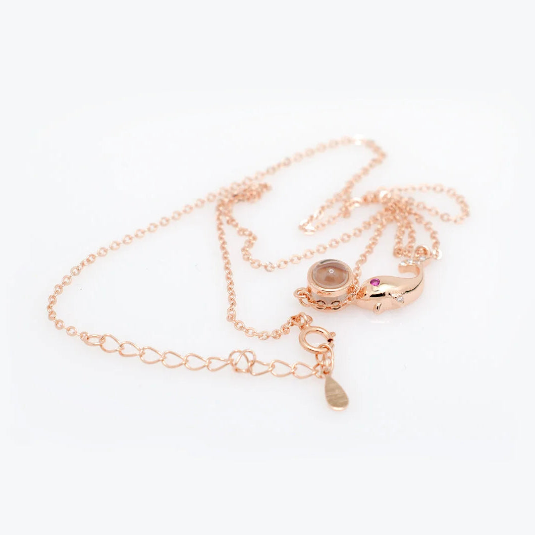 Dolphin - 100 Languages I Love You Pendant Sterling Silver Necklace