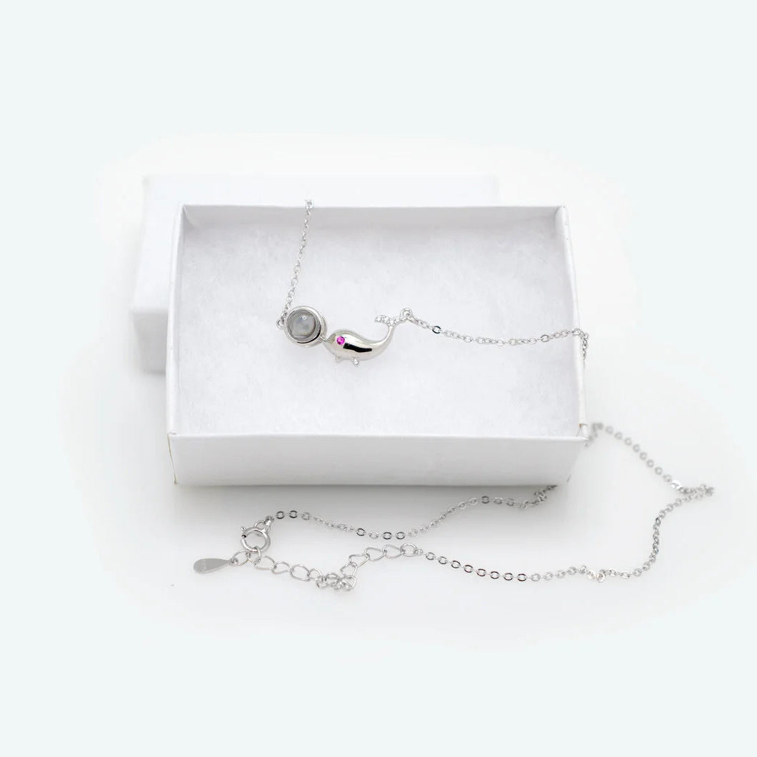 Dolphin - 100 Languages I Love You Pendant Sterling Silver Necklace