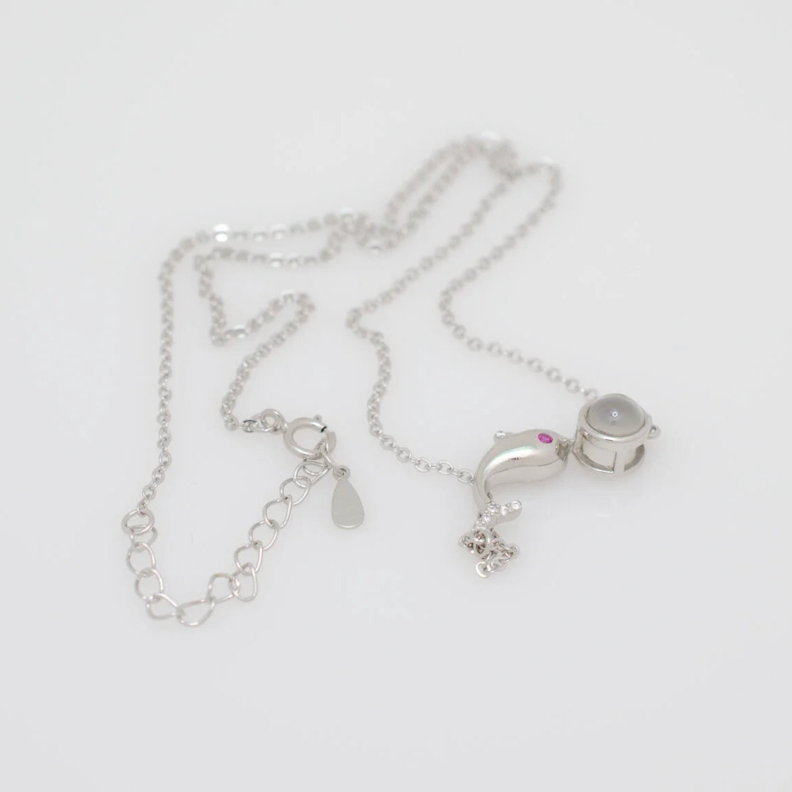 Dolphin - 100 Languages I Love You Pendant Sterling Silver Necklace