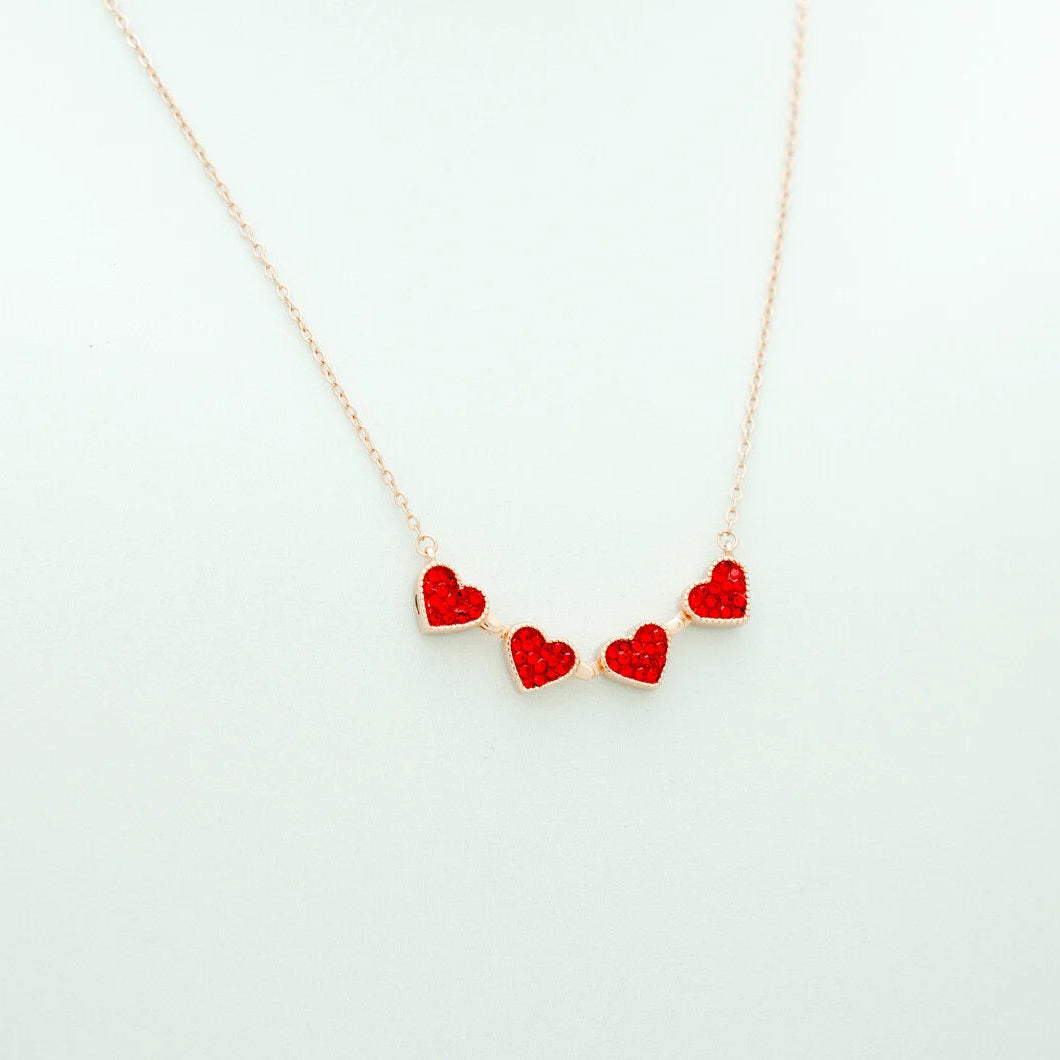 4 Heart 925 Sterling Silver Necklace, Four-Leaf Clover, 4 in 1 Style Necklace