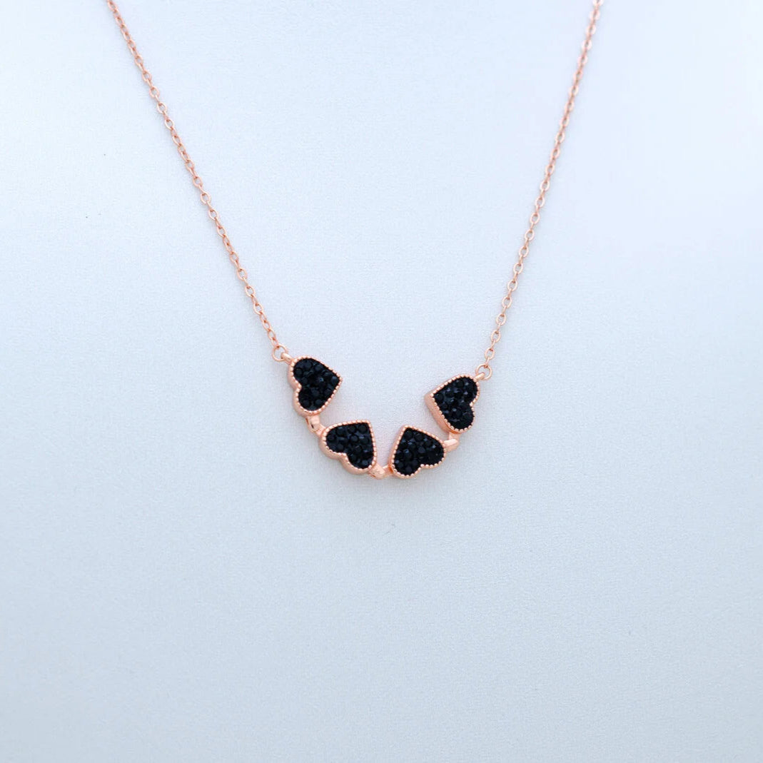 4 Heart 925 Sterling Silver Necklace, Four-Leaf Clover, 4 in 1 Style Necklace