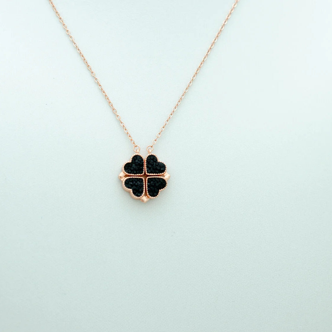 4 Heart 925 Sterling Silver Necklace, Four-Leaf Clover, 4 in 1 Style Necklace
