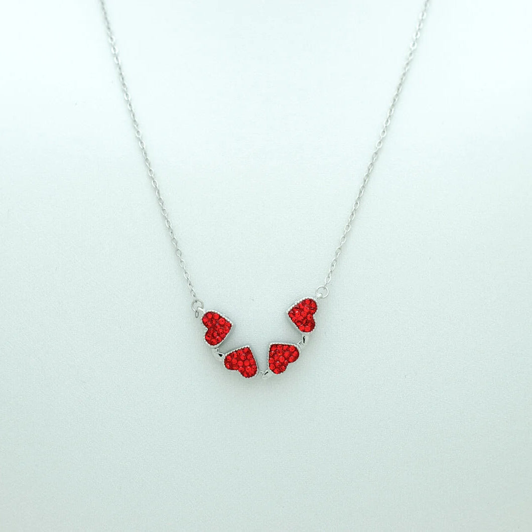 4 Heart 925 Sterling Silver Necklace, Four-Leaf Clover, 4 in 1 Style Necklace