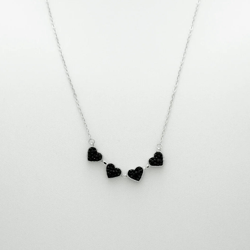 4 Heart 925 Sterling Silver Necklace, Four-Leaf Clover, 4 in 1 Style Necklace