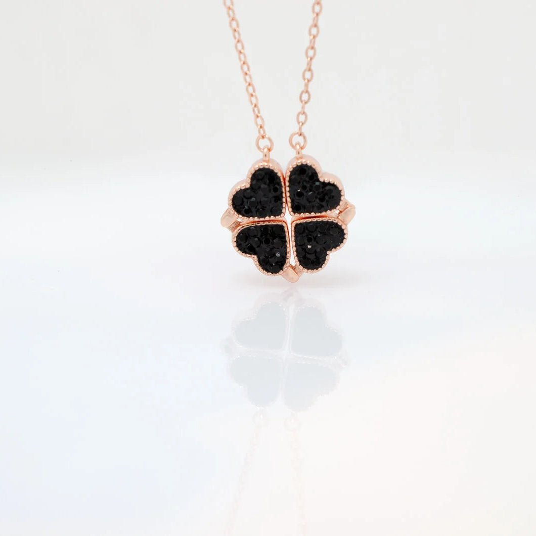 4 Heart 925 Sterling Silver Necklace, Four-Leaf Clover, 4 in 1 Style Necklace