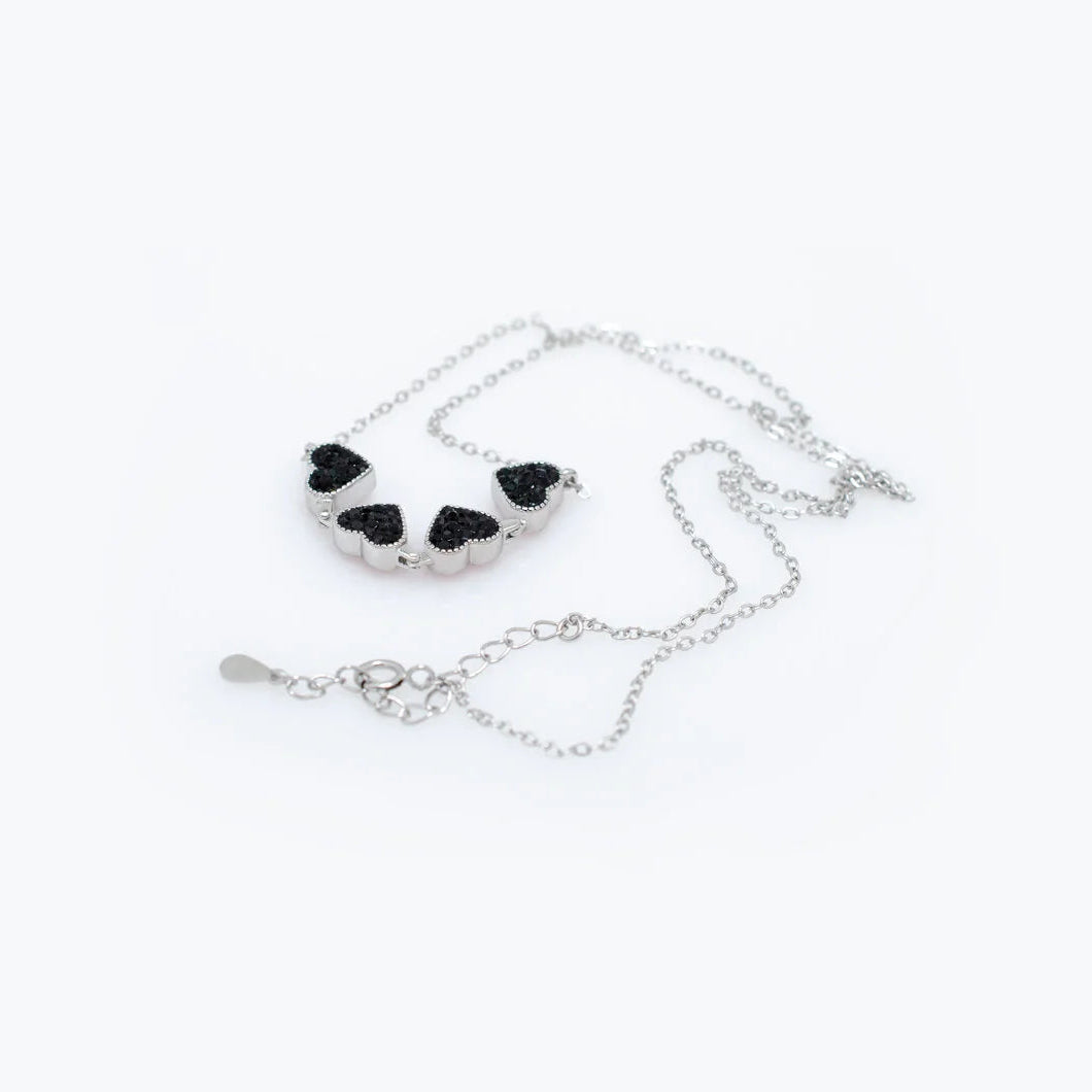 4 Heart 925 Sterling Silver Necklace, Four-Leaf Clover, 4 in 1 Style Necklace
