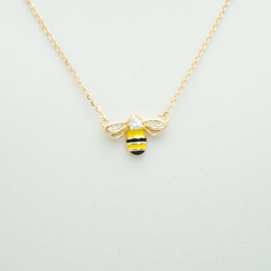 Bumble Bee Silver Necklace, Honey Bee Gold Necklace