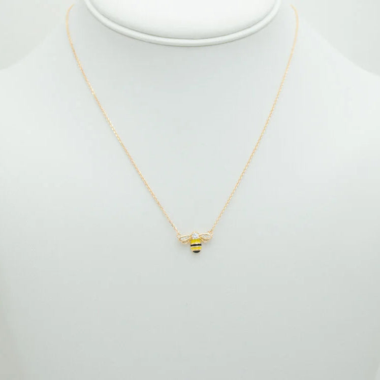 Bumble Bee Silver Necklace, Honey Bee Gold Necklace
