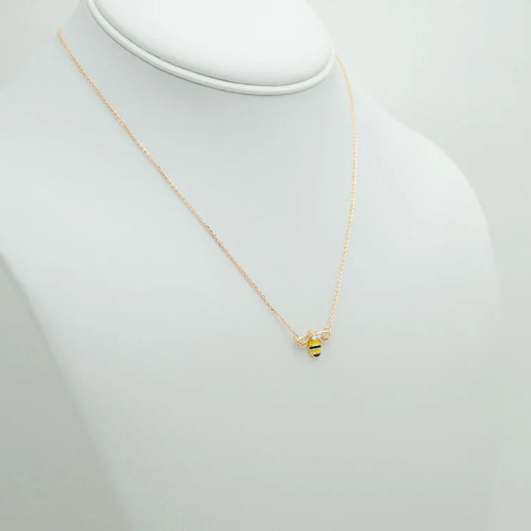 Bumble Bee Silver Necklace, Honey Bee Gold Necklace