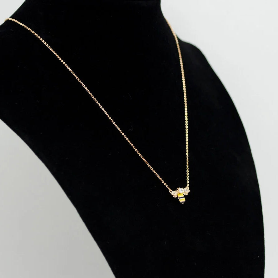 Bumble Bee Silver Necklace, Honey Bee Gold Necklace